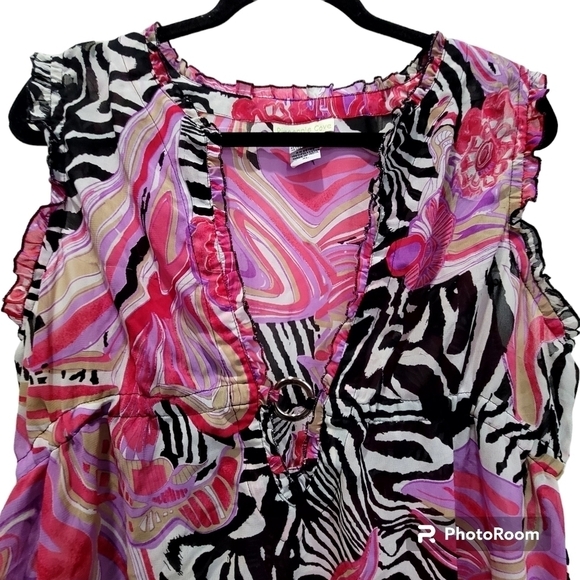 Pineapple Cove XL Midi Kimono Coverup Zebra Print Hot Pink - Picture 3 of 7